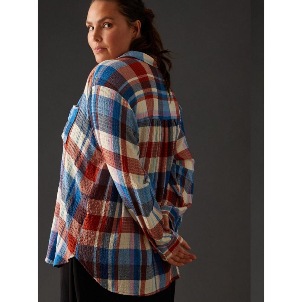 Pilcro By Anthropologie Woman’s Rainbow Plaid Button-Up Shirt - Red, Blue, Cream - Picture 6 of 13